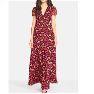 DVF Adrienne Lips print Silk Maxi Dress